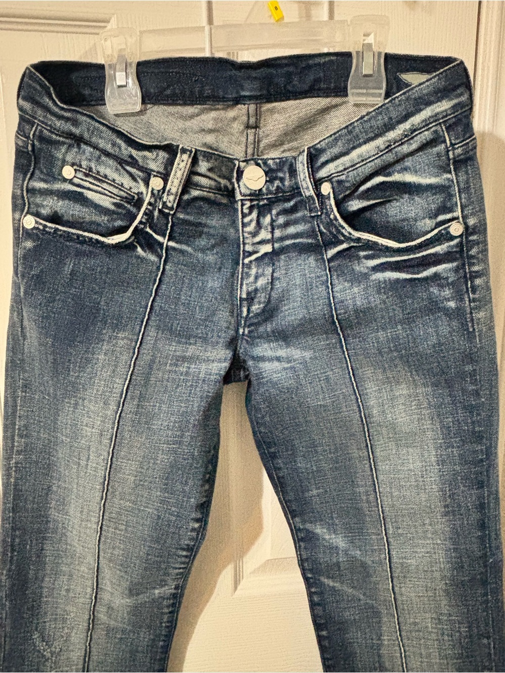 BCBGMaxAzria Slim Seamed Skinny Jeans in Washed Blue